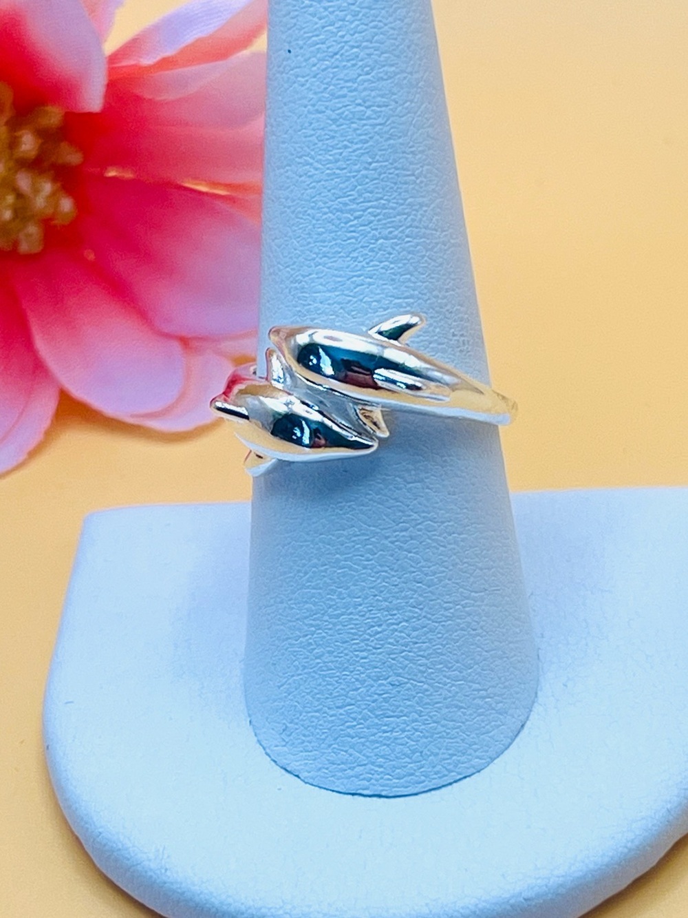 Silver Dolphin Ring adjustable size, stamped .925